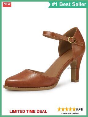 Chunky Heel Closed Toe Pumps with Ankle Strap Dress Shoes